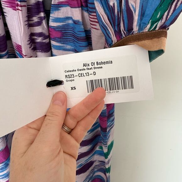 NWT NEW Alix of Bohemia Celeste Oasis Ikat Maxi Dress - Picture 7 of 9